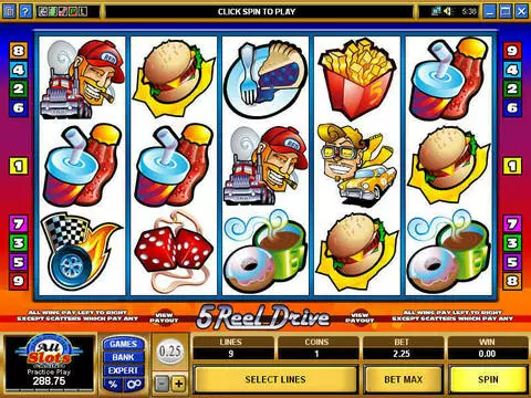 5 Reel Drive Fun Slots by Microgaming with 5 Reel and 9 Line