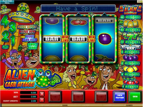 Alien Cash Attack Fun Slots by Microgaming with 3 Reel and 1 Line