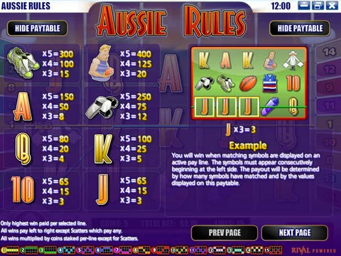 Aussie Rules Fun Slots by Rival with 5 Reel and 15 Line