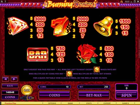 Burning Desire Fun Slots by Microgaming with 5 Reel and 243 Line