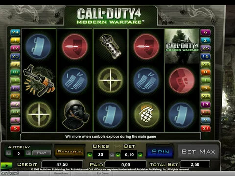 Call of Duty 4 Fun Slots by bwin.party with 5 Reel and 25 Line