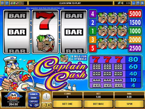 Captain Cash Fun Slots by Microgaming with 3 Reel and 5 Line