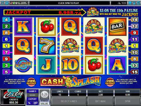 Cash Splash 5-Reels Fun Slots by Microgaming with 5 Reel and 15 Line