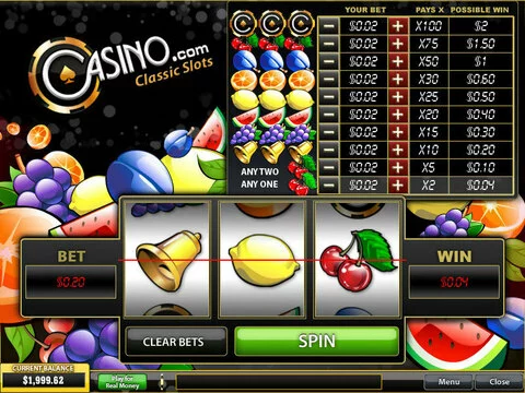 Casino.com Classic Fun Slots by PlayTech with 3 Reel and 1 Line