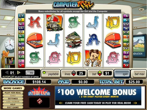 Computer Rage Fun Slots by CryptoLogic with 5 Reel and 25 Line