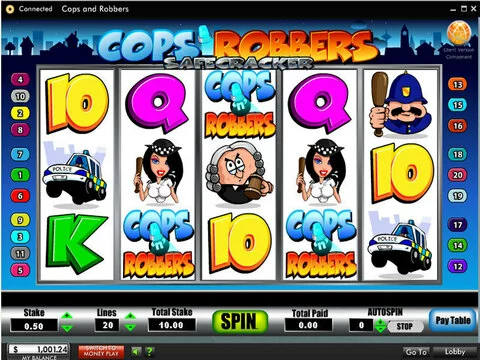 Cops and Robbers Safe Cracker Fun Slots by 888 with 5 Reel and 20 Line