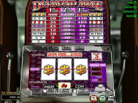 Diamond Mine Fun Slots by RTG with 3 Reel and 1 Line
