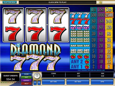 Diamond Sevens Fun Slots by Microgaming with 3 Reel and 1 Line