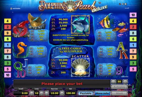 Dolphin's Pearl - Deluxe Fun Slots by Novomatic with 5 Reel and 10 Line