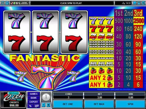 Fantastic Sevens Fun Slots by Microgaming with 3 Reel and 1 Line