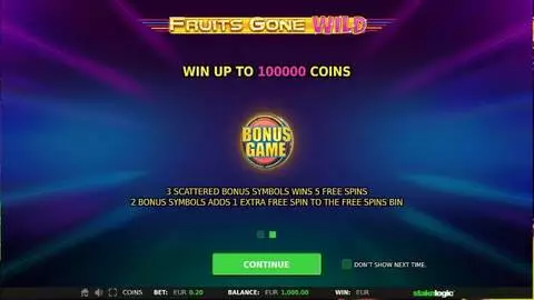 Fruits Gone Wild Fun Slots by StakeLogic with 5 Reel and 20 Line