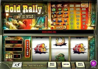 Gold Rally 1 Line Fun Slots by PlayTech with 3 Reel and 1 Line