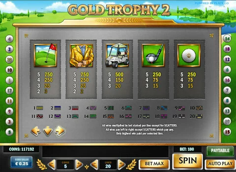 Gold Trophy 2 Fun Slots by Play'n GO with 5 Reel and 20 Line