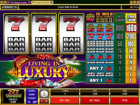 Living in Luxury Fun Slots by Microgaming with 3 Reel and 1 Line