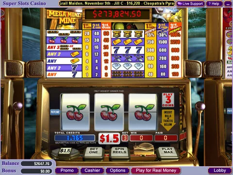 Mega Money Mine Fun Slots by WGS Technology with 3 Reel and 1 Line