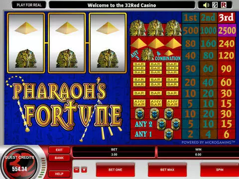 Pharaoh's Fortune Fun Slots by Microgaming with 3 Reel and 1 Line