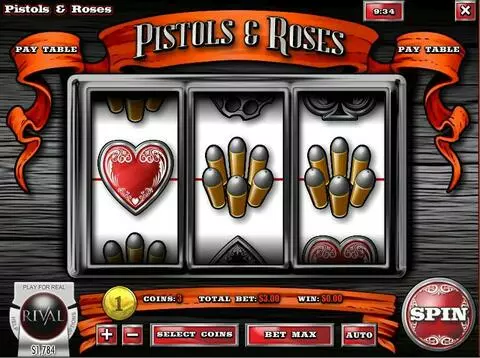 Pistols & Roses Fun Slots by Rival with 3 Reel and 1 Line