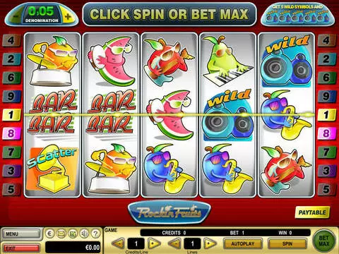 Rockin Fruits Fun Slots by GTECH with 5 Reel and 9 Line