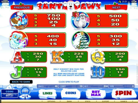 Santa Paws Fun Slots by Microgaming with 5 Reel and 20 Line