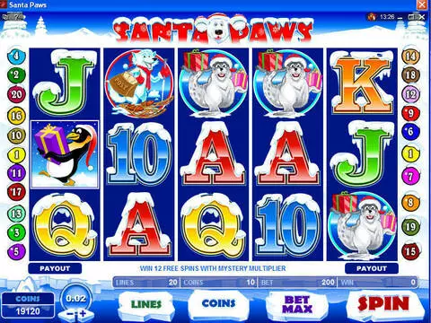 Santa Paws Fun Slots by Microgaming with 5 Reel and 20 Line
