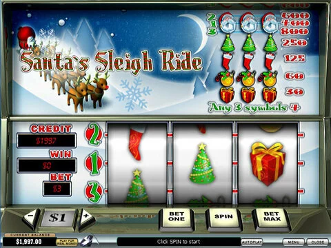 Santa's Sleigh Ride Fun Slots by PlayTech with 3 Reel and 3 Line