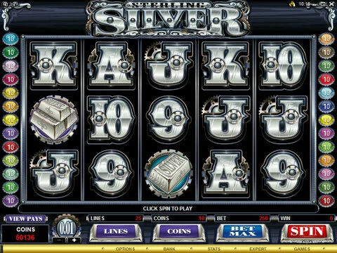 Sterling Silver Fun Slots by Microgaming with 5 Reel and 25 Line