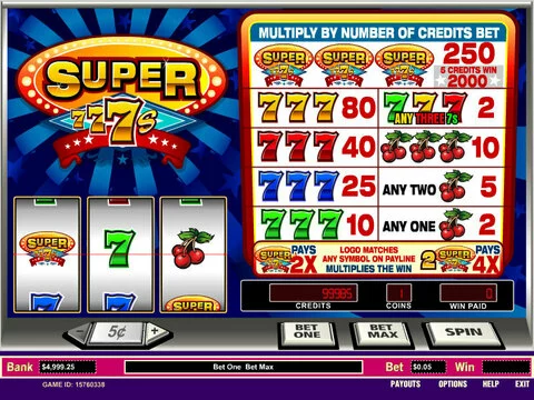 Super Sevens Fun Slots by Parlay with 3 Reel and 1 Line
