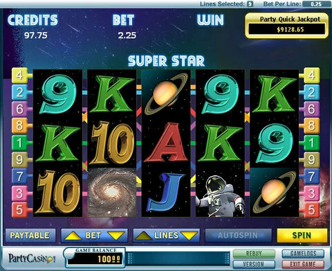 Super Star Fun Slots by bwin.party with 5 Reel and 9 Line