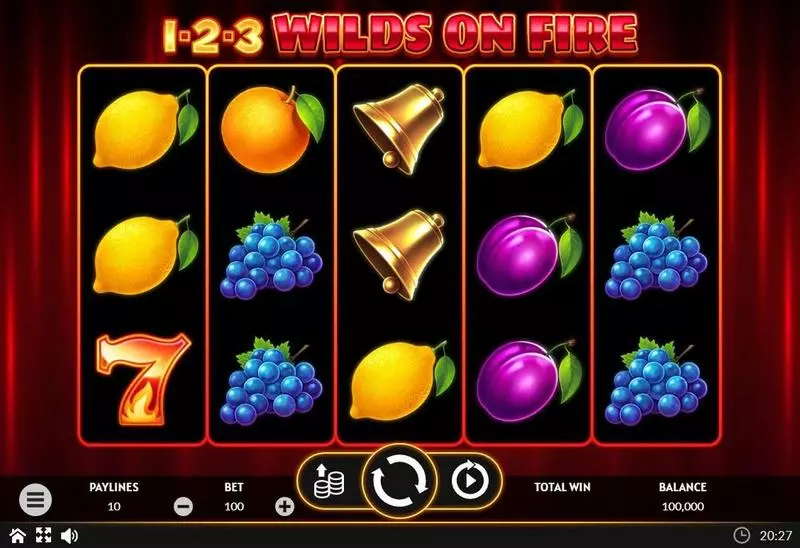 1-2-3 Wilds on Fire Fun Slot Game made by Apparat Gaming with 5 Reel and 10 Line