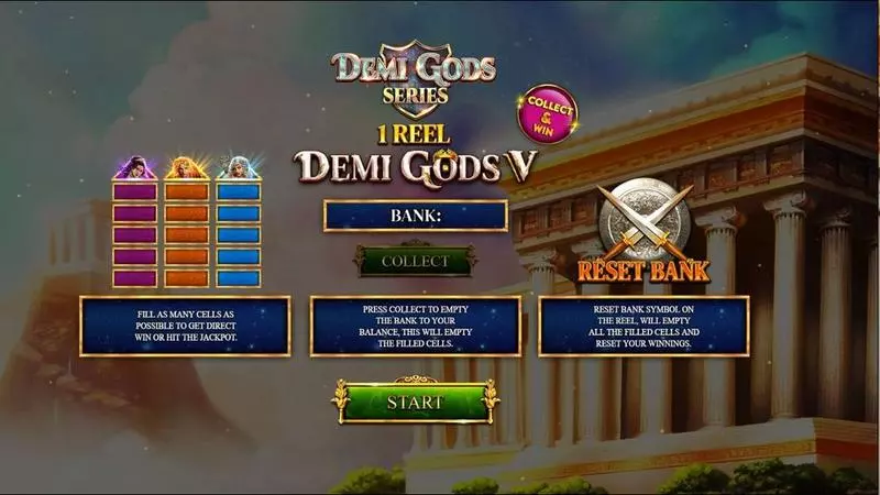 1 Reel Demi Gods V Fun Slot Game made by Spinomenal with 1 Reel and 1 Line