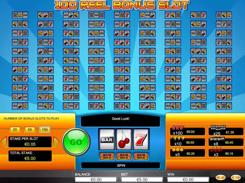 100 Reel Bonus Fun Slot Game made by GTECH with 3 Reel and 1 Line