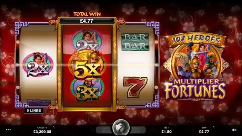 108 Heroes Multiplier Fortune Fun Slot Game made by Microgaming with 3 Reel and 3 Line