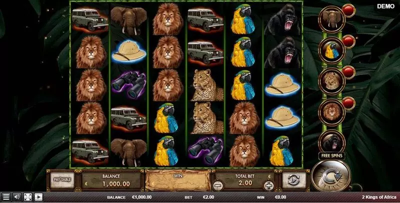 2 Kings of Africa Fun Slot Game made by Red Rake Gaming with 6 Reel 