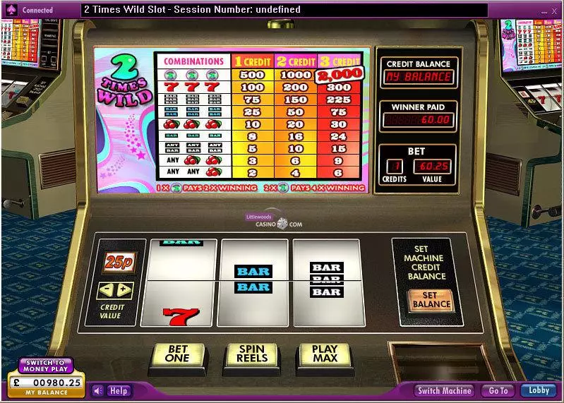 2 Times Wild Fun Slot Game made by 888 with 3 Reel and 1 Line