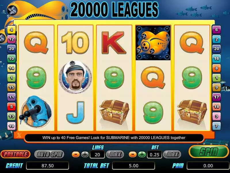 20 000 Leagues Fun Slot Game made by bwin.party with 5 Reel and 20 Line