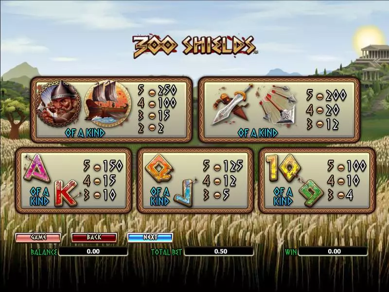 300 Shields Fun Slot Game made by NextGen Gaming with 5 Reel and 25 Line