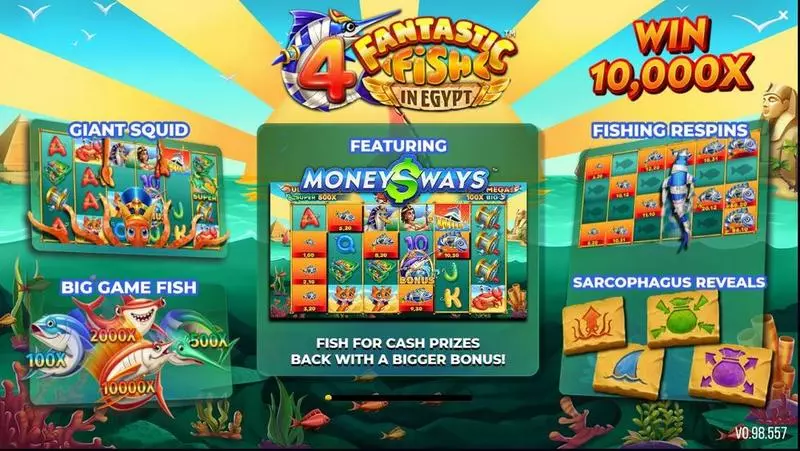 4 Fantastic Fish In Egypt Fun Slot Game made by 4ThePlayer with 6 Reel and 4096 Line