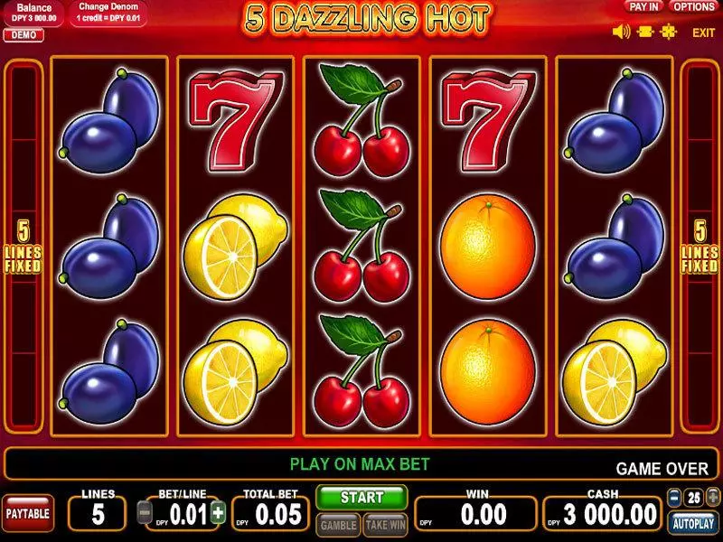 5 Dazling Hot Fun Slot Game made by EGT with 5 Reel and 5 Line