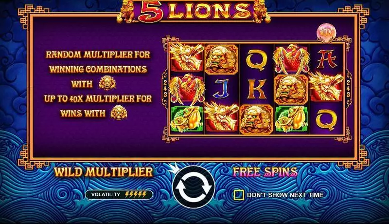 5 Lions Fun Slot Game made by Pragmatic Play with 5 Reel and 243 Line