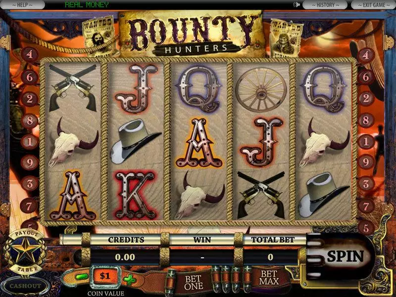 5-Reel Bounty Hunter Fun Slot Game made by DGS with 5 Reel and 9 Line