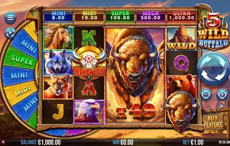 5 Wild Buffalo Fun Slot Game made by 4ThePlayer with 5 Reel 