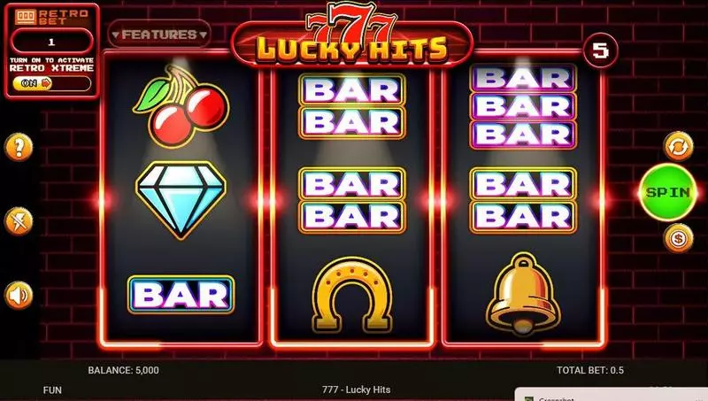 777 Lucky Hits Fun Slot Game made by Spinomenal with 3 Reel and 5 Line