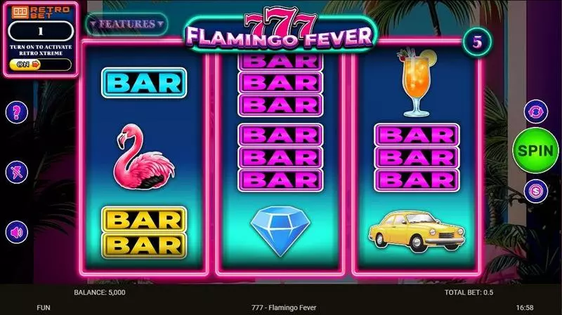 777 – Flamingo Fever Fun Slot Game made by Spinomenal with 3 Reel and 5 Line