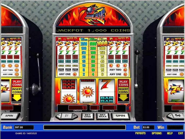 7's Ablaze 1 Line Fun Slot Game made by Parlay with 3 Reel and 1 Line