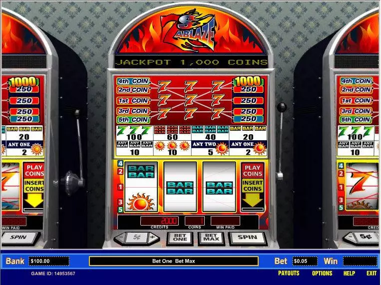 7's Ablaze 5 Line Fun Slot Game made by Parlay with 3 Reel and 5 Line