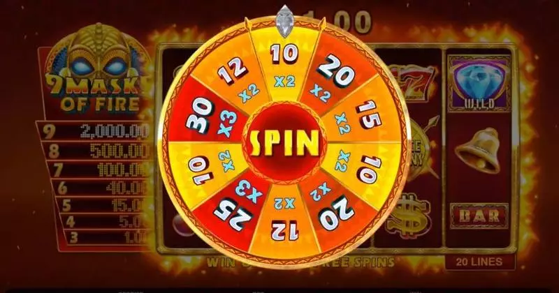 9 Masks of Fire Fun Slot Game made by Microgaming with 5 Reel and 20 Line