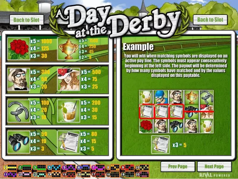 A Day at the Derby Fun Slot Game made by Rival with 5 Reel and 20 Line