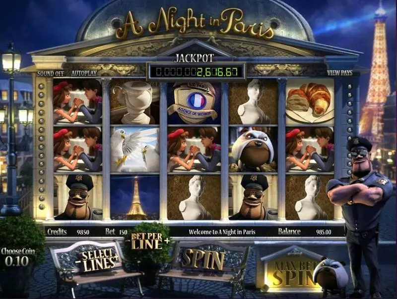 A night in Paris Fun Slot Game made by BetSoft with 5 Reel 