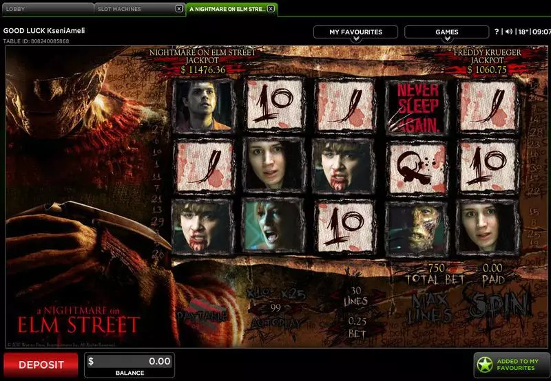 A Nightmare on Elm Street Fun Slot Game made by 888 with 5 Reel and 30 Line