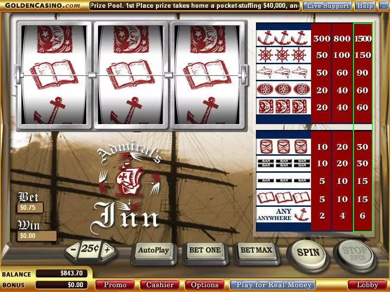 Admiral's Inn Fun Slot Game made by WGS Technology with 3 Reel and 1 Line